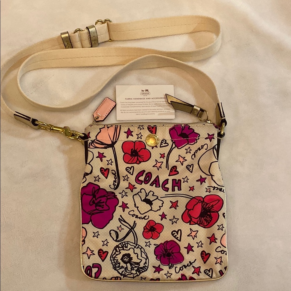 Coach Cream and Pink Crossbody Bag